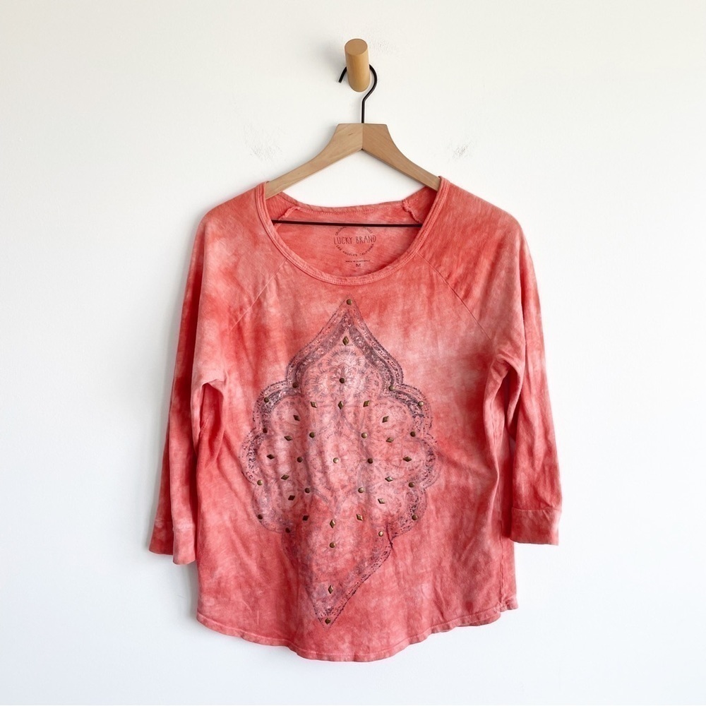 Lucky Brand Women's Long Sleeve Scoop Neck T-Shirt Pink Salmon pink Size Medium